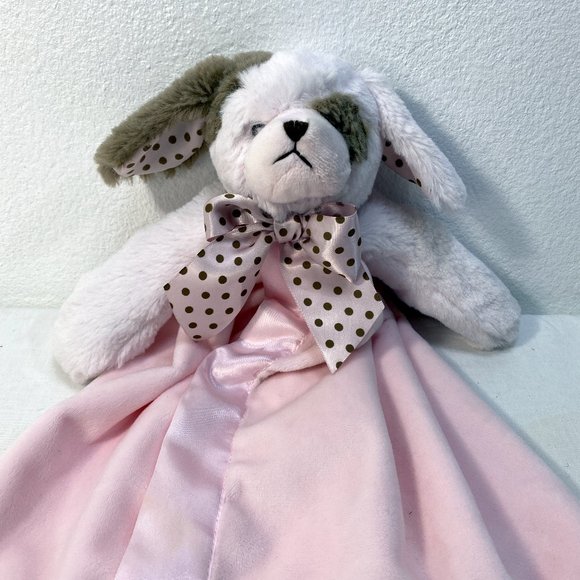 Bearington Baby Collection Puppy Dog Pink Satin Girl Security Blanket Toy Lovey - Picture 1 of 6